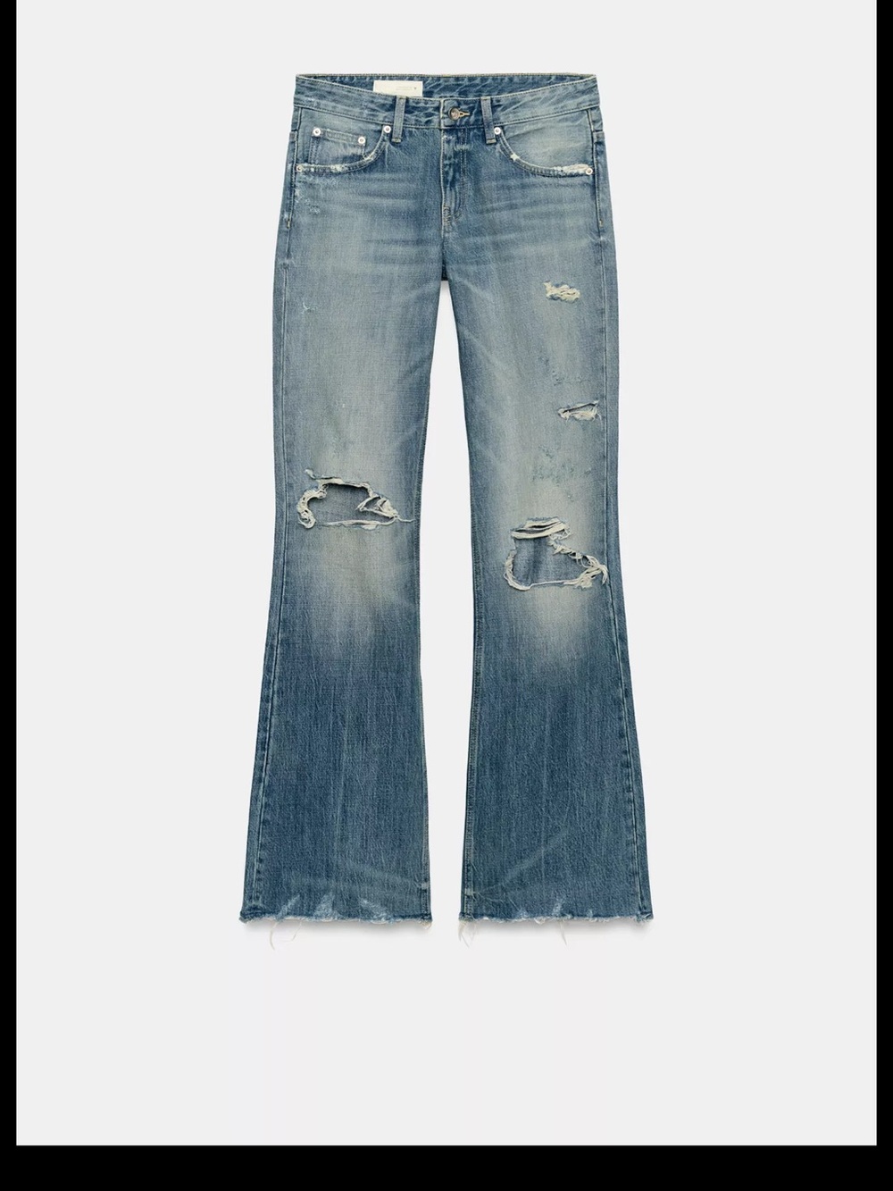 Zara Flare Ripped Mid-Rise Jeans - Picture 2 of 5